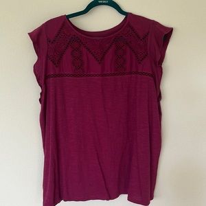 Loft Outlet pullover with embroidered cut out.